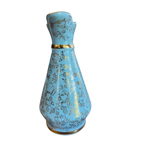 Vintage Pearl China Co Blue Gold 22KT Pitcher Creamer Decanter Floral Tea Garden - Picture 5 of 15